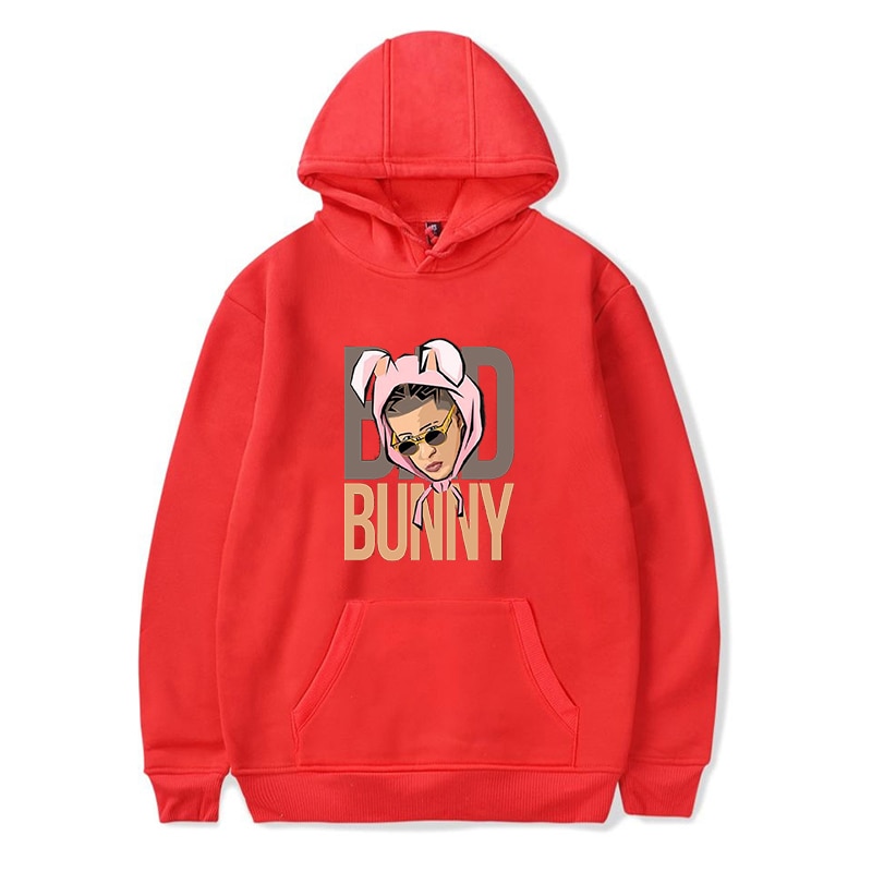 bad bunny face printed hoodie bbm0108 8953 - Bad Bunny Store