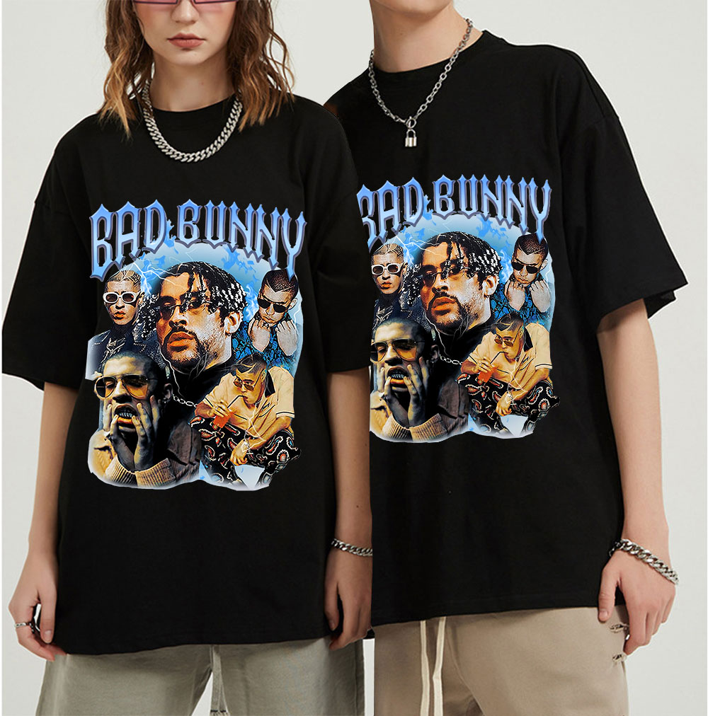 Bad Bunny 2021 Men T Shirts Summer Short Sleeve T-Shirts Cotton Plus Size Oversize Tee Shirt Women Men Graphic T Shirts