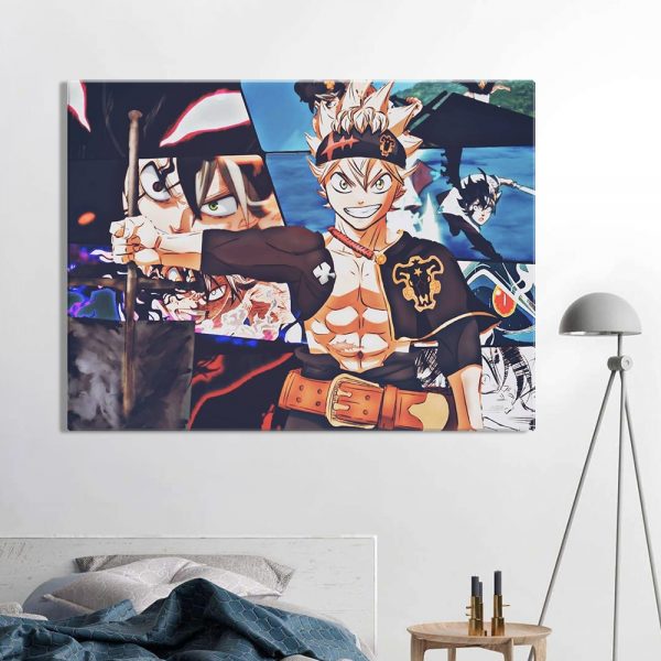 Black Clover Asta Anime Collage Canvas Painting Wall Art Posters Prints Pictures Living Room Decoration Home - Black Clover Merch Store