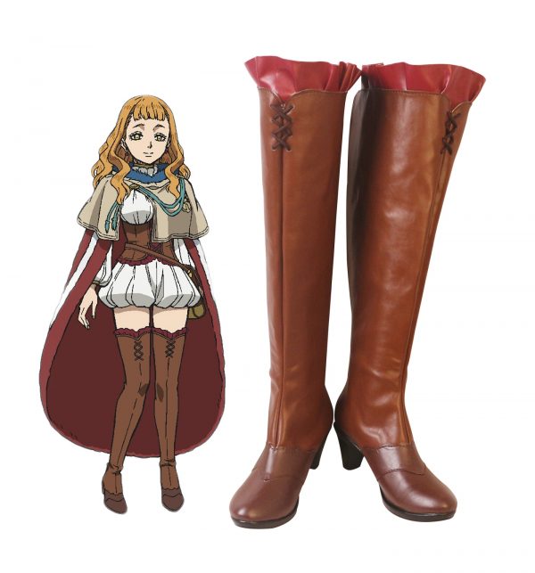 Black Clover Mimosa Vermillion Cosplay Boots Brown Shoes Mimosa High Heel Shoes Custom Made - Black Clover Merch Store
