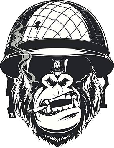 EW Designs Cool Black and White Gorilla Monkey Soldier Vinyl Decal