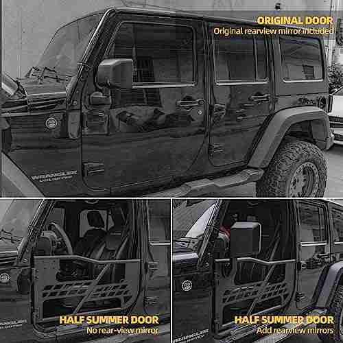 RIASDY Mirrors Doors off Side View Mirrors Half Doors for Jeep Wrangler
