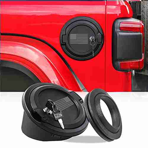 JeCar Jeep JL Locking Gas Tank Door with US Flag BlackDogMods