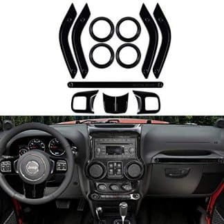  18 PCS Full Set Interior Trim Kit Fit for Jeep Wrangler JK JKU  2011-2018 2-Door&4-Door - Steering Wheel & Center Console Trim, Door Handle  & Cup Cover (Red) : Automotive