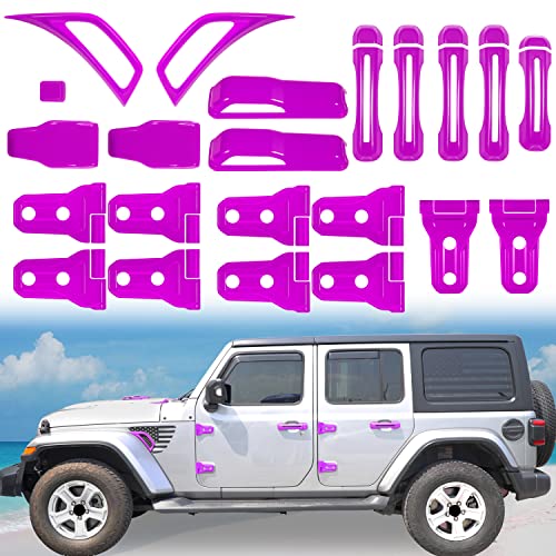 JeCar Front Grill Inserts & Headlight Trim Cover Exterior Accessories  Compatible with Jeep Wrangler 2018-2023 JL & Unlimited, Purple