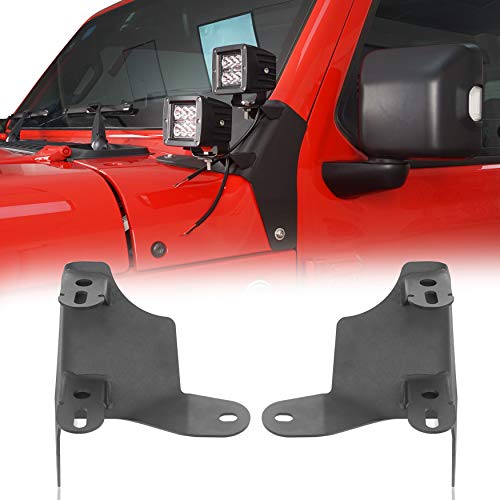 Hooke Road Dual A-Pillar Light Mounting Brackets Compatible with Jeep Gladiator JT