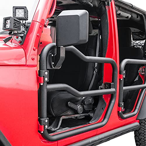 EAG Tube Doors 2“ Fat Steel Tubular Fit for 07-18 Wrangler JK 2 Door with  Side View Mirror - BlackDogMods