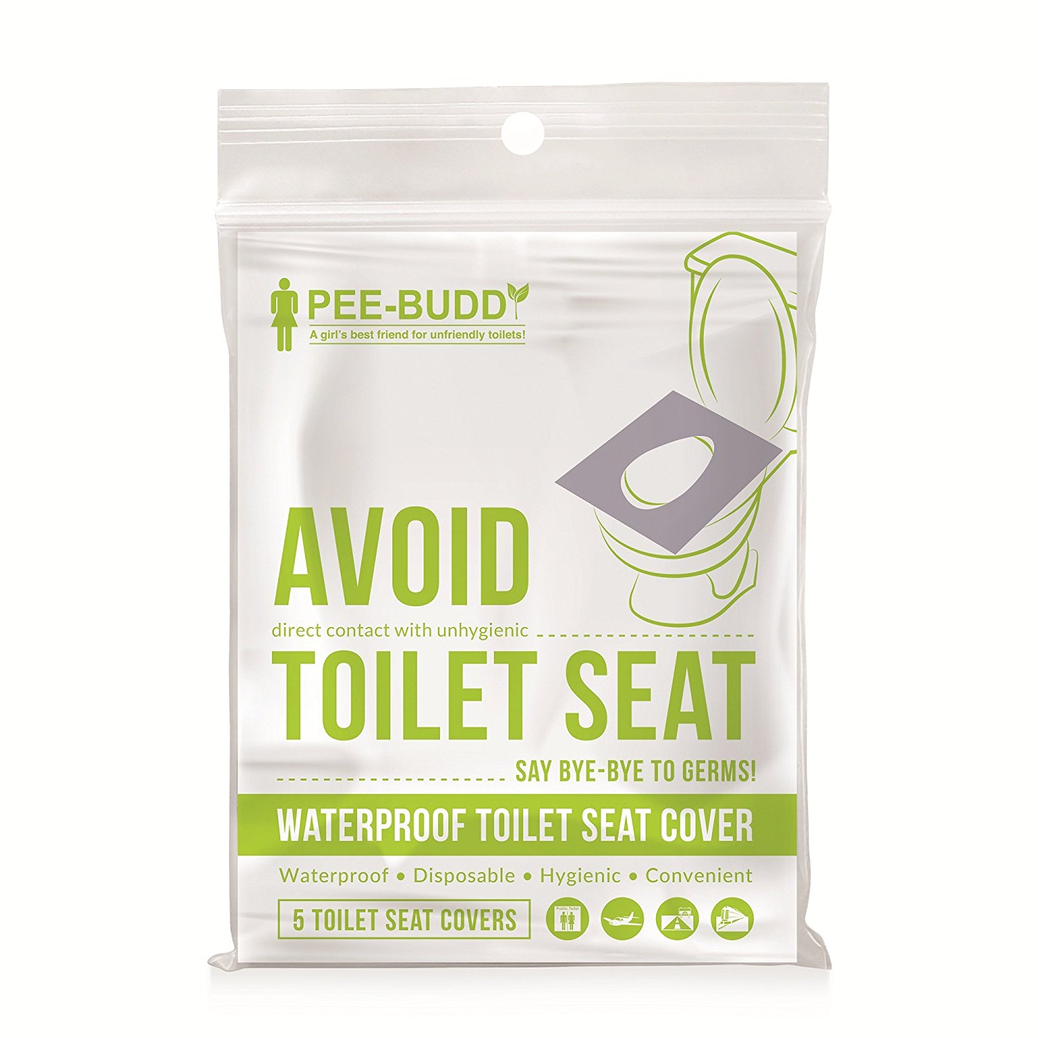 MosQuick® Waterproof toilet seat covers, ,easy to use ,Travel Pack That  Fits Over Standard Toilet Seat To Protect From Germs, Bacteria & Skin
