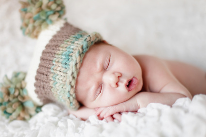 Newborn baby sleeping. Soft focus, shallow DoF