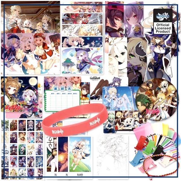 Anime Genshin Impact lucky gift bag collection toy include postcard poster badge stickers bookmark sleeves gift 1 - Genshin Impact Store