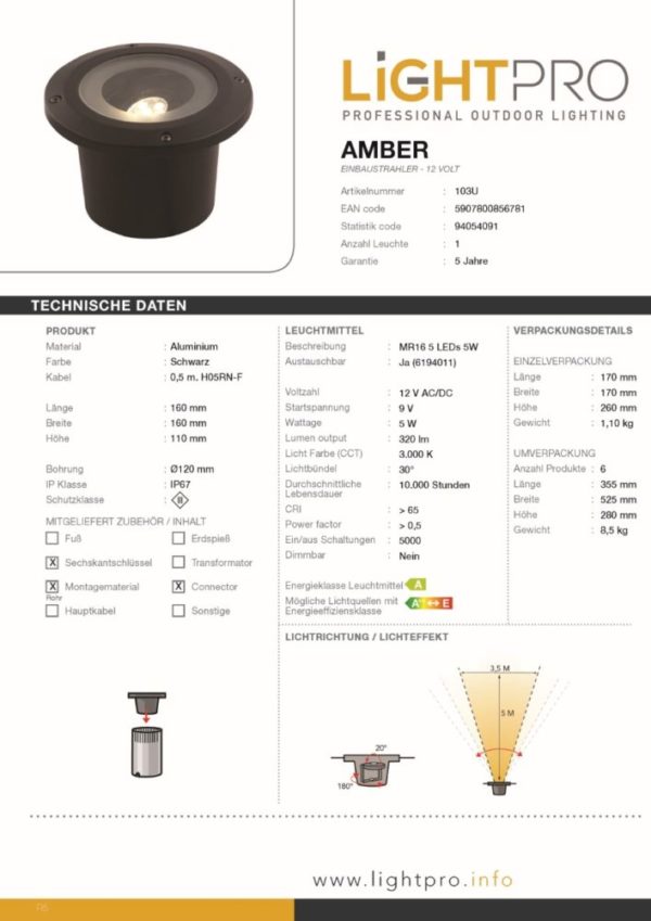 Lightpro-LED-Bodeneinbaustrahler-Amber