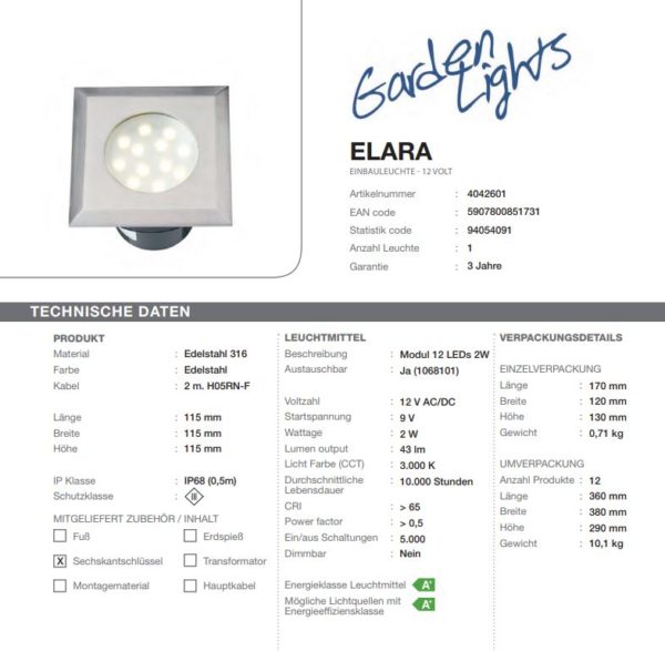 LED Bodeneinbauleuchte Elara