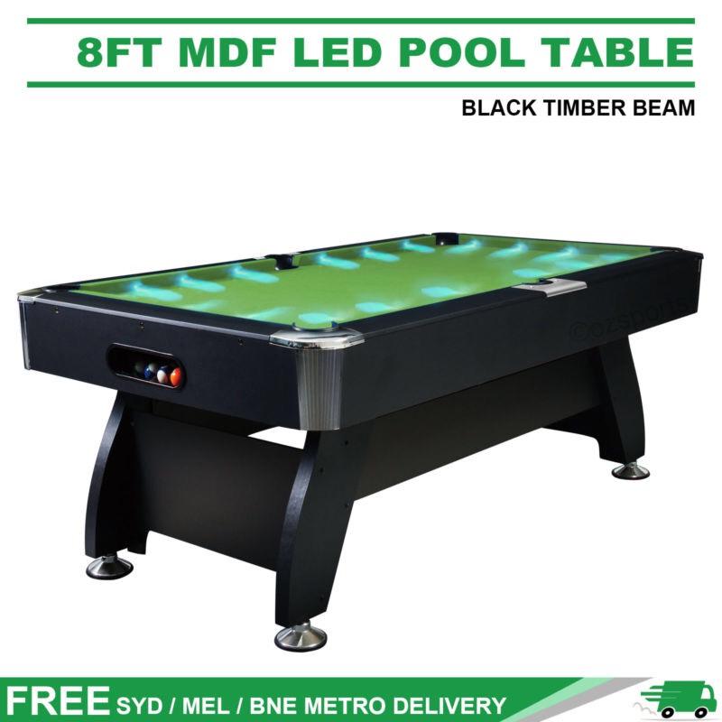 8Ft LED Pool Table Green Felt