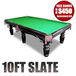 10Ft Slate Pool Table Luxury Green