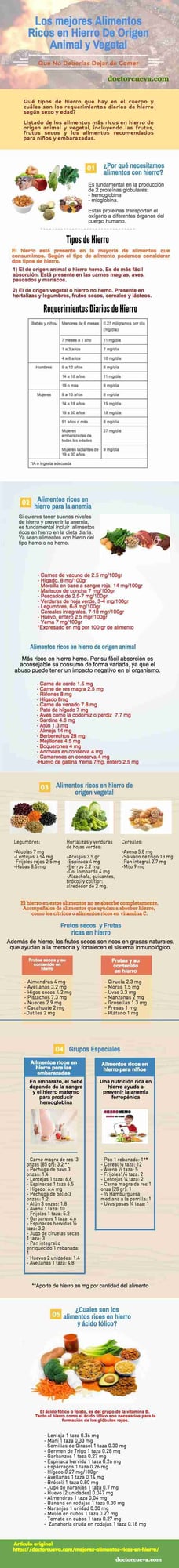 alimentos ricos en hierro infografia