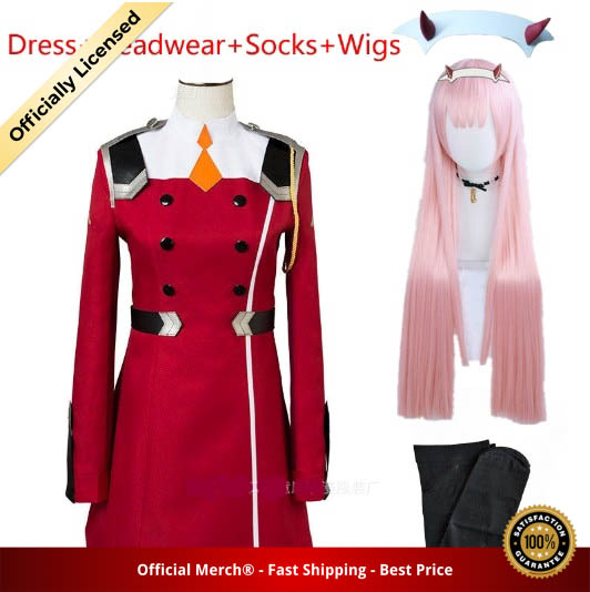 DARLING in the FRANXX Cosplay - 02 Zero Two Cosplay Costume Full Sets Dress Headwear wigs