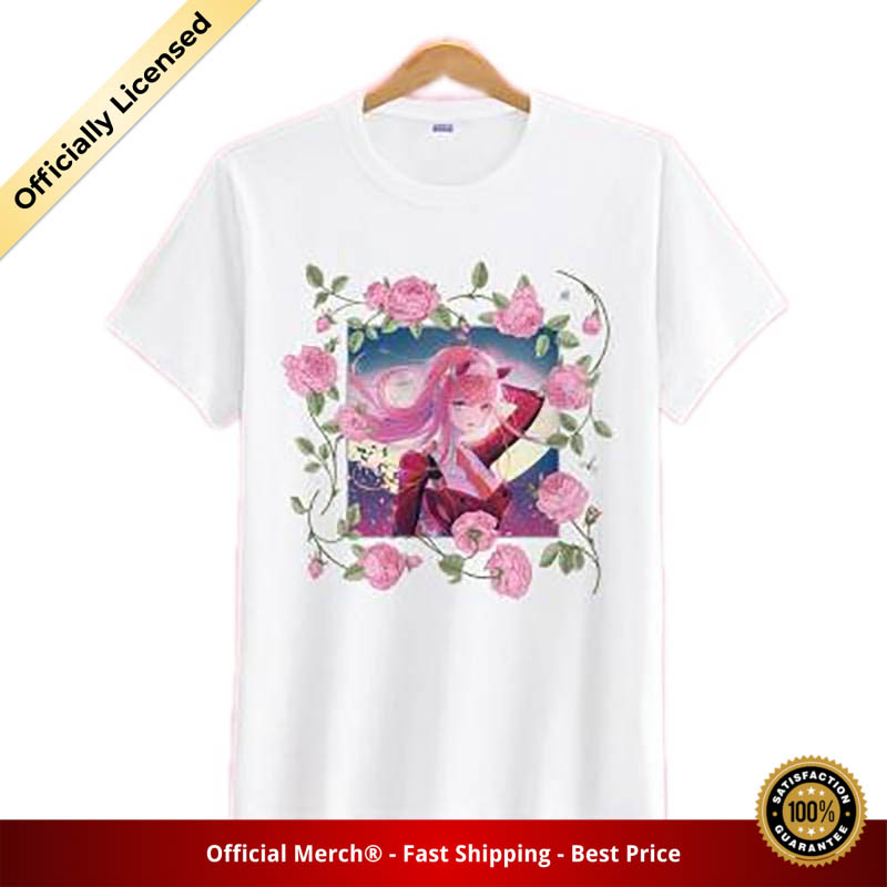 Darling in the Franxx Shirt Zero Two Surrounded by Roses White