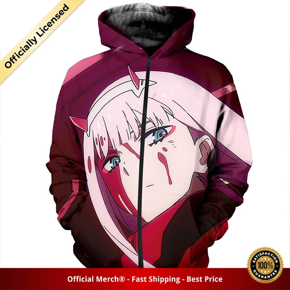 Darling in the Franxx Zip Hoodie Bloody Zero Two 3D All Over Print