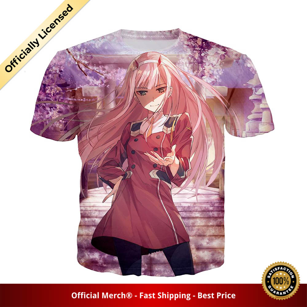 Darling in the Franxx Shirt Zero Two in Cherry Blossoms 3D All Over Print
