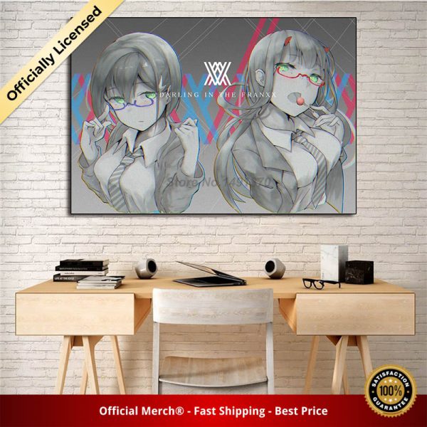 Darlings In The Franxx - Sexy Anime Art Canvas Black & White Poster Zero Two Inspired