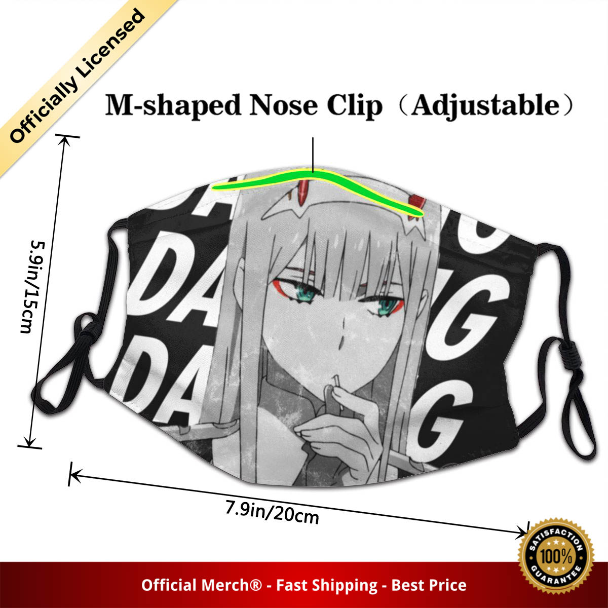 02 Zero Two Face Mask - Darling In The FranXX Washable Printed Mouth Face Mask