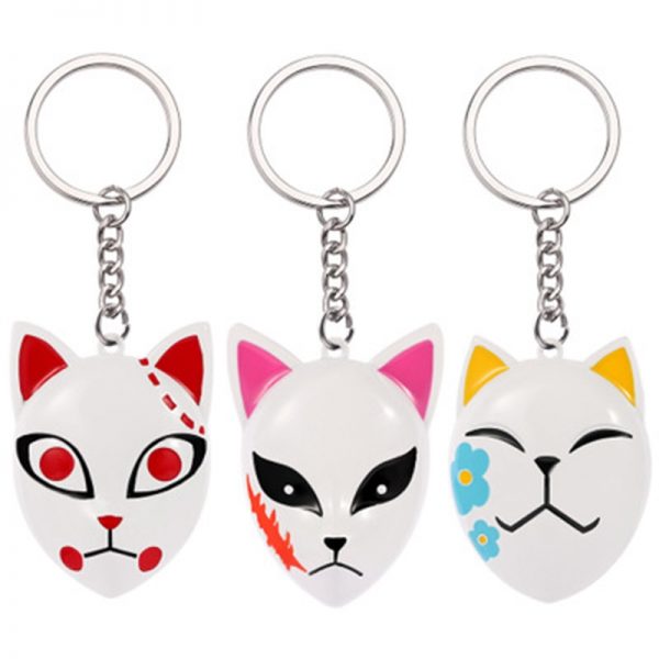 Movie Jewelry Demon Slayer Cat Mask Keychain Keyrings Women Men Fans Cosplay 1 - Demon Slayer Shop