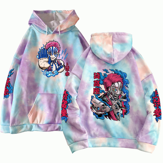 Anime Tie Dye Hoodie Demon Slayer Akaza Pullovers Tops Long Sleeves Hoodie Unisex Clothes 640x640 4 - Demon Slayer Shop