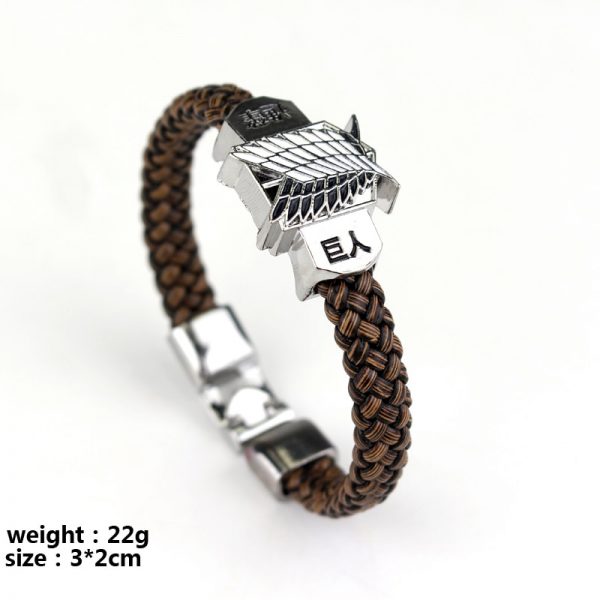 New Fashion Anime Attack On Titan Charm Bracelet Shingeki No Kyojin Cosplay Unisex Leather Bracelets Wristband 3 - Demon Slayer Shop