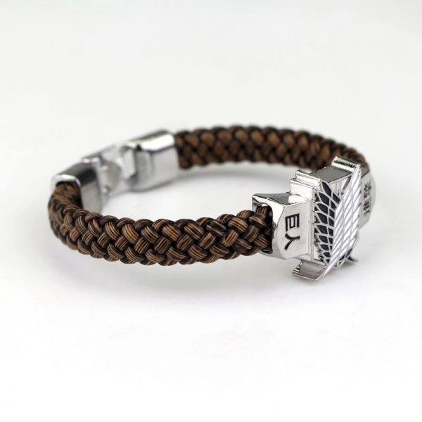 New Fashion Anime Attack On Titan Charm Bracelet Shingeki No Kyojin Cosplay Unisex Leather Bracelets Wristband 2 - Demon Slayer Shop