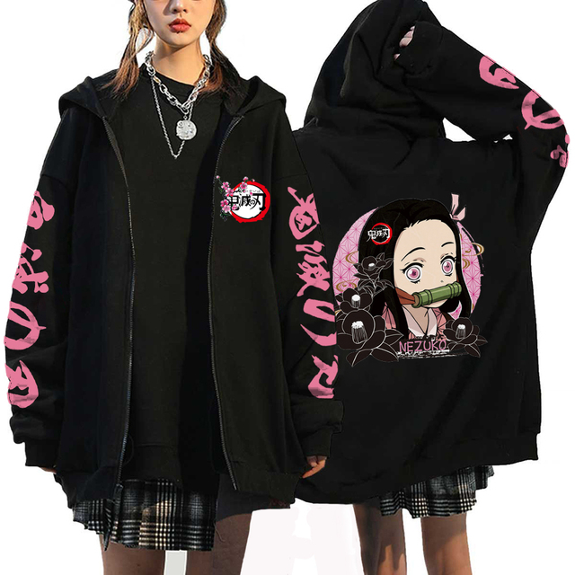 Anime Demon Slayer Hoodies Kamado Nezuko Print Zip Up Jacket Hip Hop Streetwear Sweatshirts Women Harajuku 640x640 7 - Demon Slayer Shop
