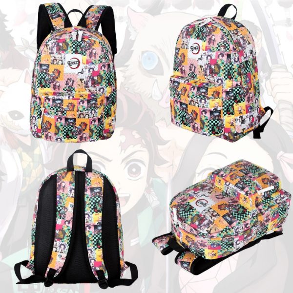 Anime Demon Slaye and Attack on Titan Cosplay Schoolbag Character Pattern Printing Bag for Students Cosplay 4 - Demon Slayer Shop