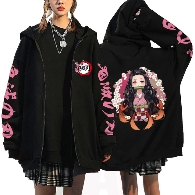 Anime Demon Slayer Hoodies Kamado Nezuko Print Zip Up Jacket Hip Hop Streetwear Sweatshirts Women Harajuku 640x640 5 - Demon Slayer Shop