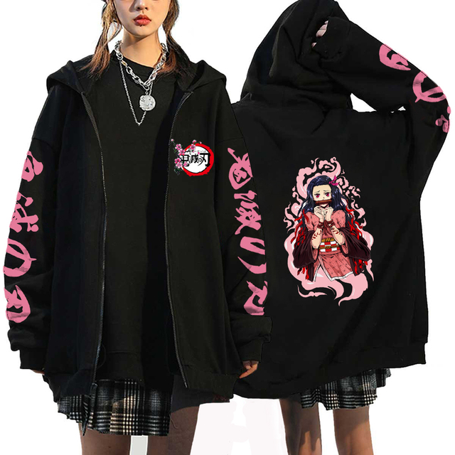 Anime Demon Slayer Hoodies Kamado Nezuko Print Zip Up Jacket Hip Hop Streetwear Sweatshirts Women Harajuku 640x640 8 - Demon Slayer Shop