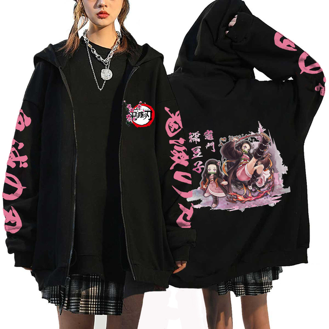 Anime Demon Slayer Hoodies Kamado Nezuko Print Zip Up Jacket Hip Hop Streetwear Sweatshirts Women Harajuku 640x640 4 - Demon Slayer Shop