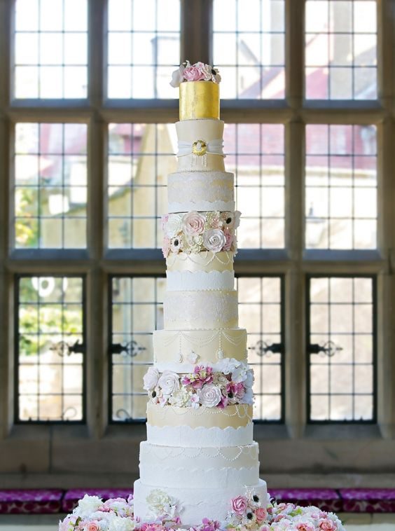 6 Tier or More Wedding Cakes – classic-cakes.com – Sugar/Fresh Flowers