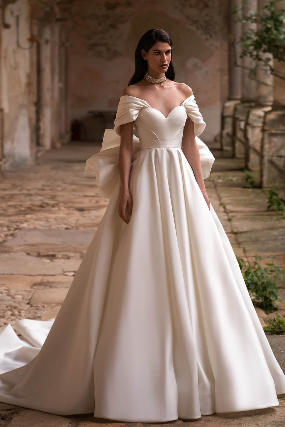 satin bridal gown