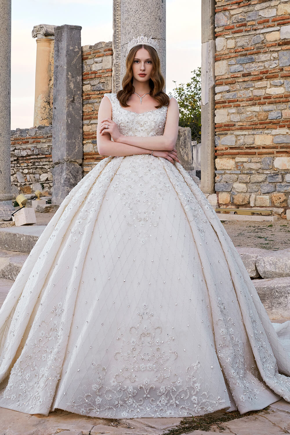 voluminous bedazzled ball gown