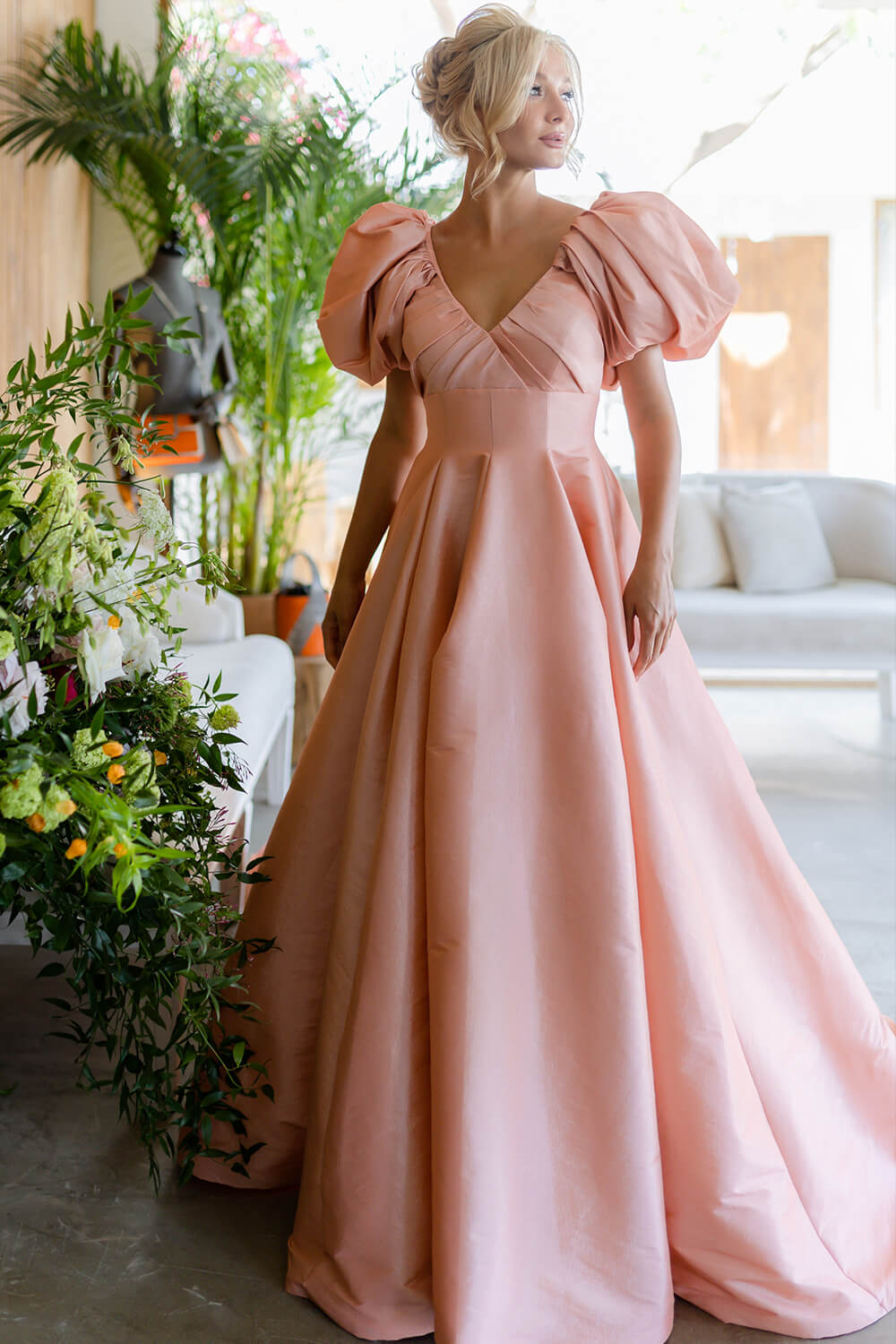 long pink evening dress