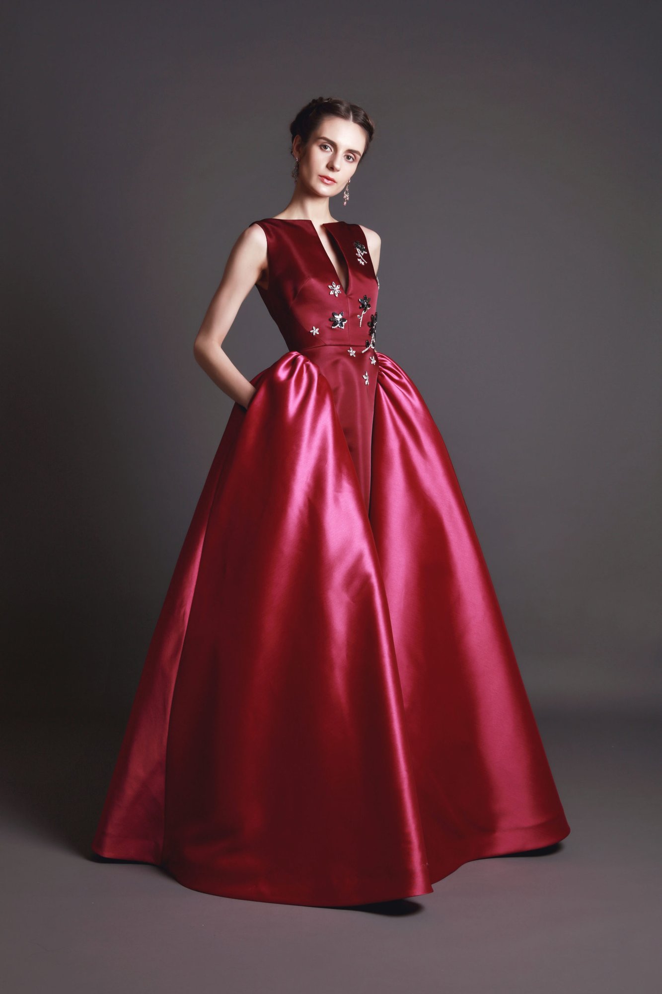 Magenta Evening a Line Gown