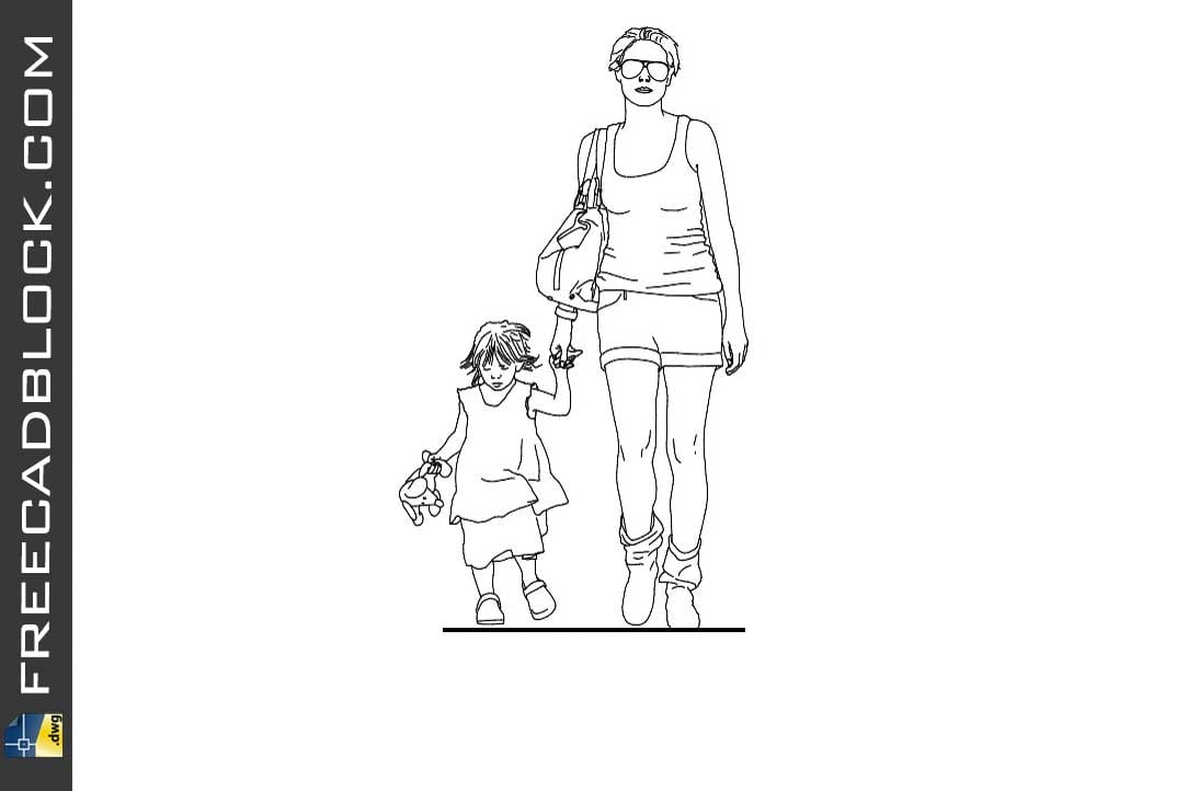 Mother and son dwg cad