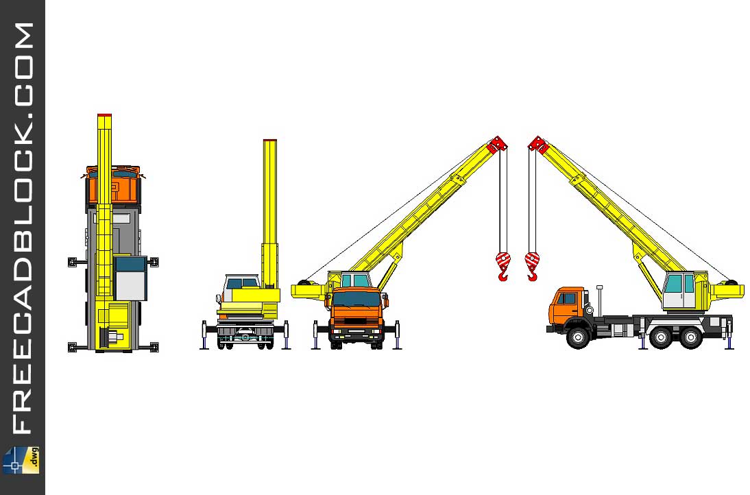 Drawing Mobile crane KTA DWG CAD Blocks in Autocad Download Free