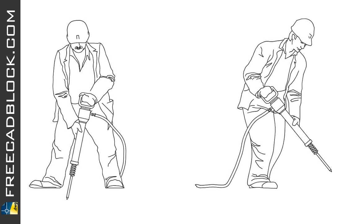 Construction Pneumatic Hammer DWG Drawing. Download in Autocad.