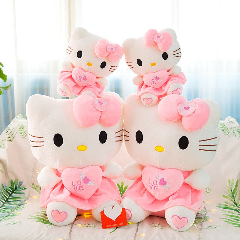 50cm Sanrio Anime Kawaii Hello Kitty Plush Toy Pink Bowknot Dress Peluche Doll Cute Decorate Pillow - Hello Kitty Plush