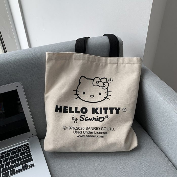 38Cm Hello Kitty Ms Cartoon Retro One Shoulder Canvas Bag Wild Hand Printed Student Tutoring - Hello Kitty Plush