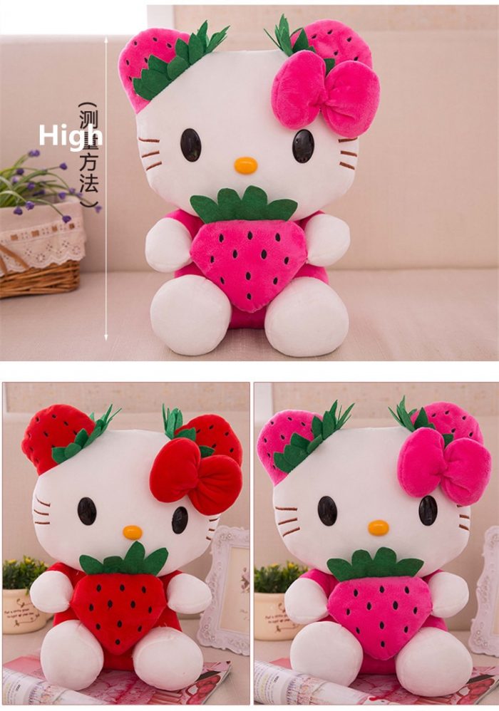 13 8 inch Kimono Stuffed cat Animal Kawaii Dolls Anime cat Plush Toys with Strawberry children 2 - Hello Kitty Plush