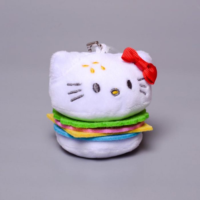 KAWAII Sanriod cartoon Anime Series Kitty COS Hamburger Cute soft plush toy Bag guajian hanging drop 4 - Hello Kitty Plush