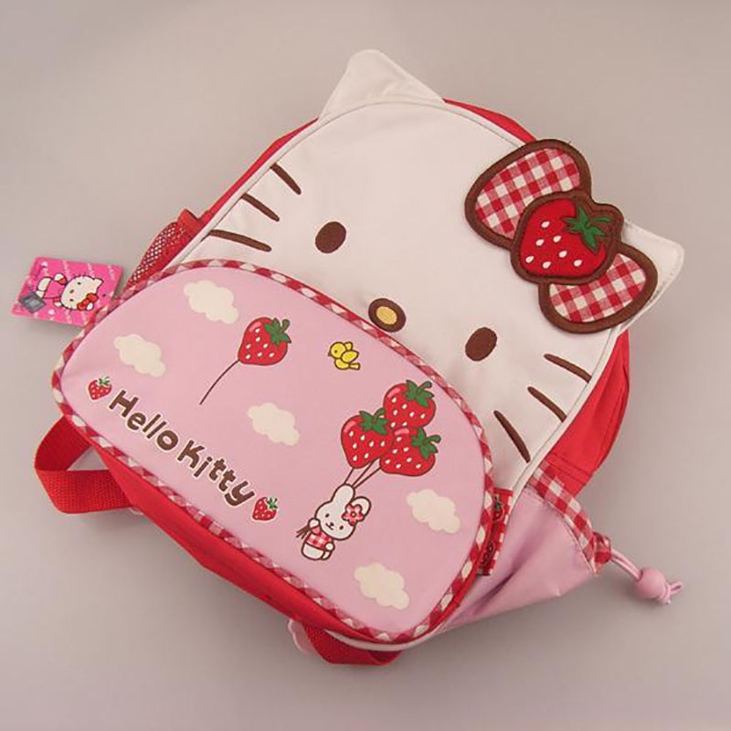 Hello Kitty cartoon print kindergarten school bag cute strawberry bow backpack thickened Oxford girl backpack 1 - Hello Kitty Plush