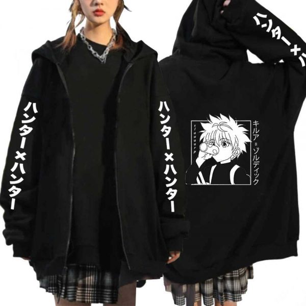 2022 Anime Hunter X Hunter Killua Zoldyck Hoodie Sweatshirts Tops Cartoon Print Hunter X Hunter Zipper - Hunter x Hunter Store
