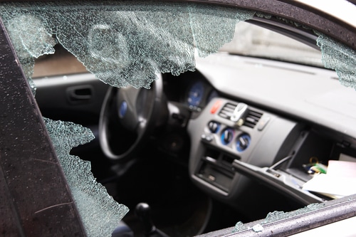 broken car window glass