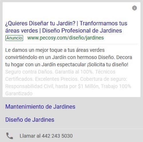 Google Adwords en español: captura de pantalla.